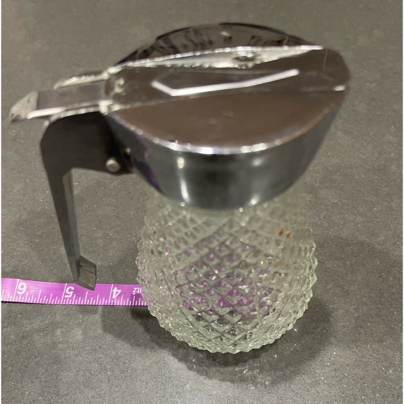 VINTAGE INDIANA GLASS CLEAR DIAMOND POINT 4 pc SET! Syrup, Sugar Salt & Pepper - Picture 3 of 14